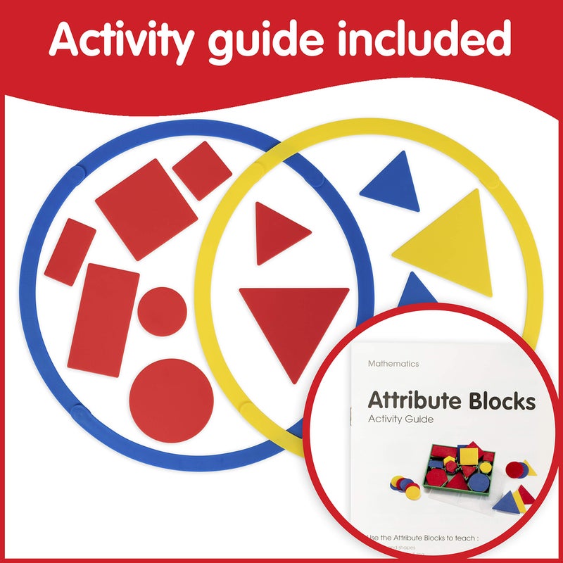 Learning Advantage edxeducation Relational Attribute Blocks - Set of 60 - Math Supplies for Early Math - 5 Shapes + 2 Sizes + 3 Colors + 2 Thicknesses + storage tray - Image 4
